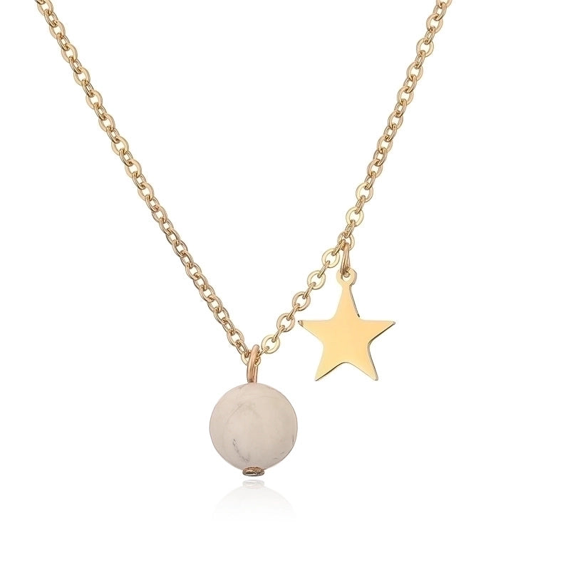 Casual Minimalist Star 304 Stainless Steel Natural Stone Plating Pendant Necklace