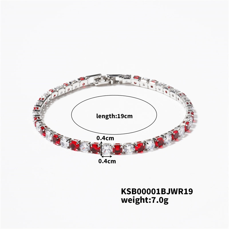 Hip-Hop Solid Color Copper Inlay Zircon K Gold Plated Rhodium Plated Unisex Tennis Bracelet