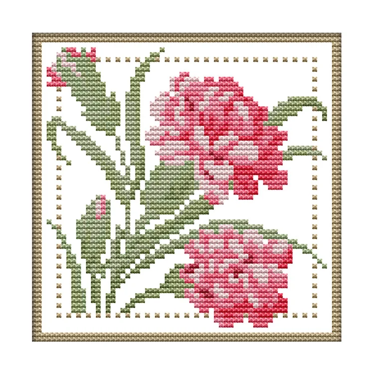 Months Flower January 14CT Printed Cross Stitch Kits (17*17CM) fgoby