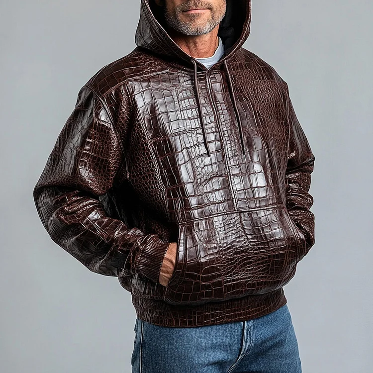 Men's PU Leather Outdoor Hoodie-inspireuse