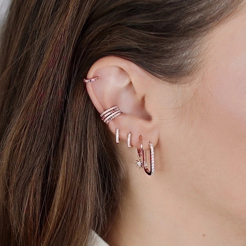 1 Piece Minimalist C Shape Inlay Copper Zircon Ear Cuffs