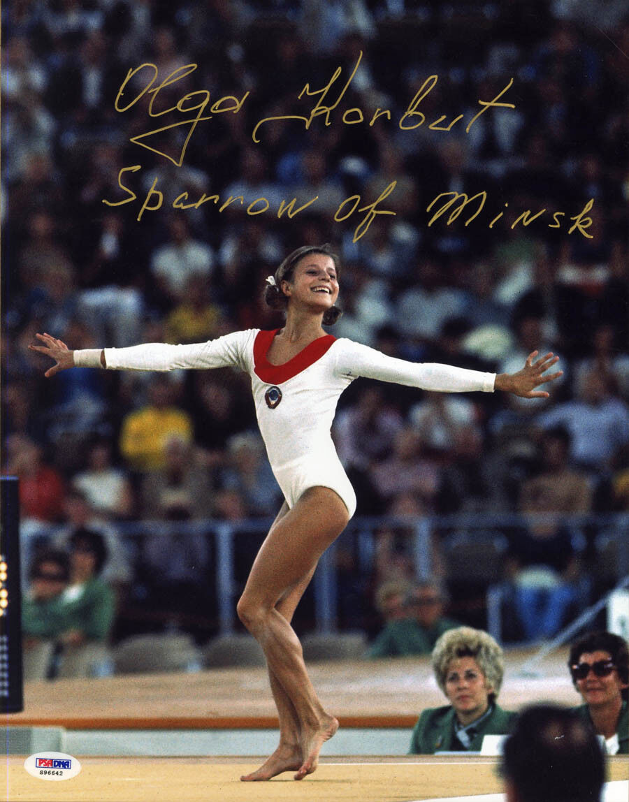 Olga Korbut SIGNED 11x14 Photo Poster painting +Sparrow of Minsk Olympic Gold Gymnastics PSA/DNA