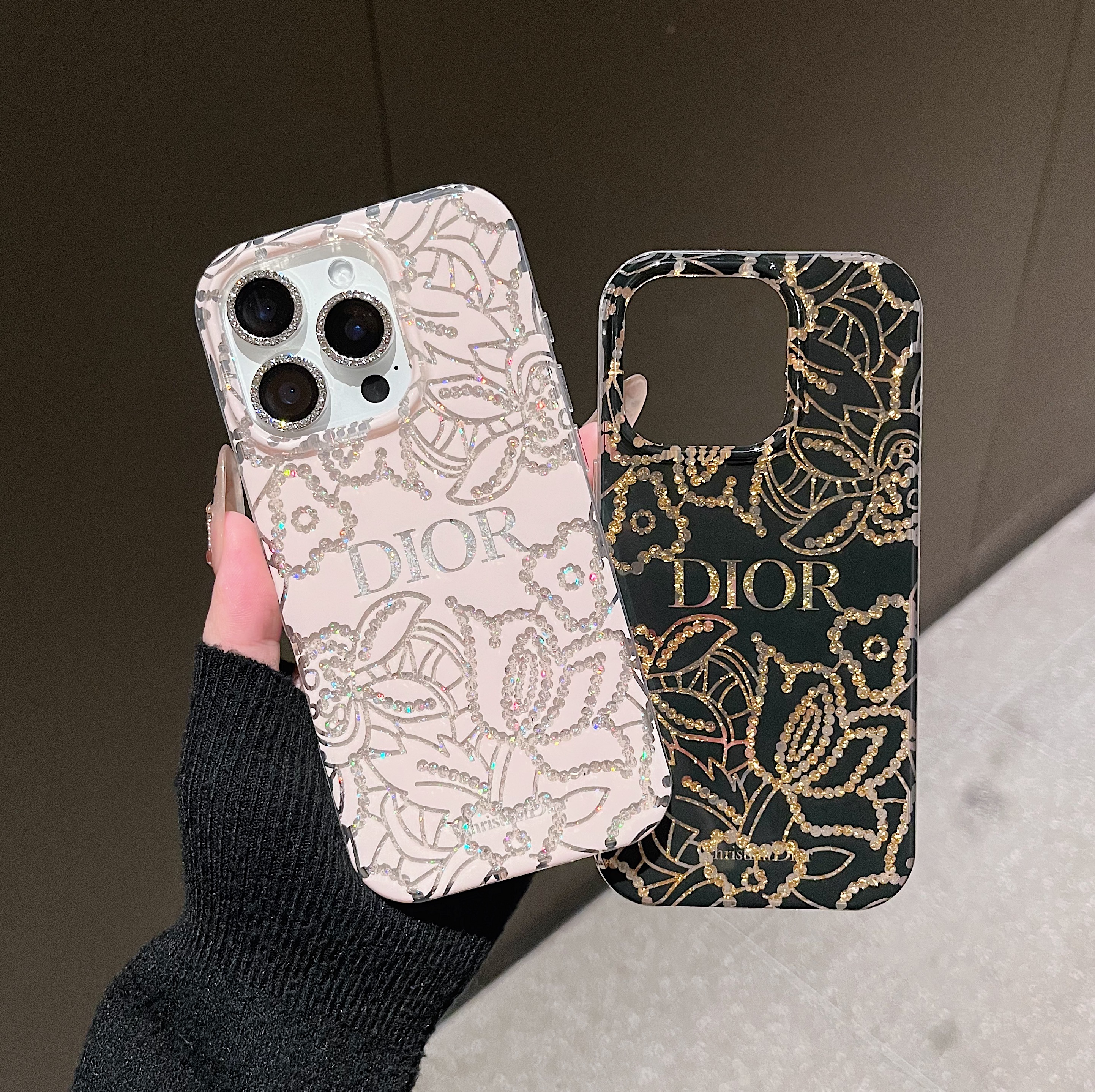 Dior Sparkling Flower Monogram Apple iPhone Case