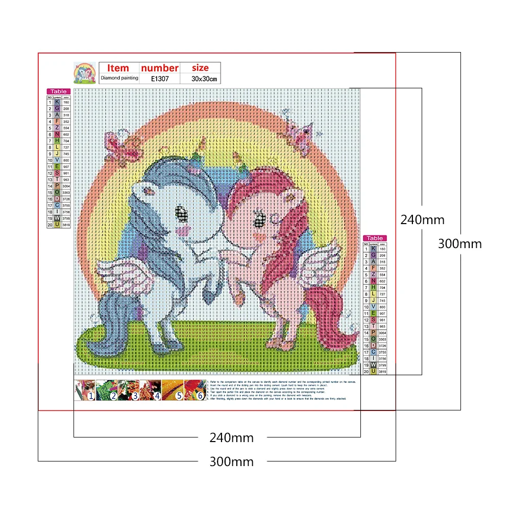 Full Round Diamond Painting 30*30cm - Unicorn
