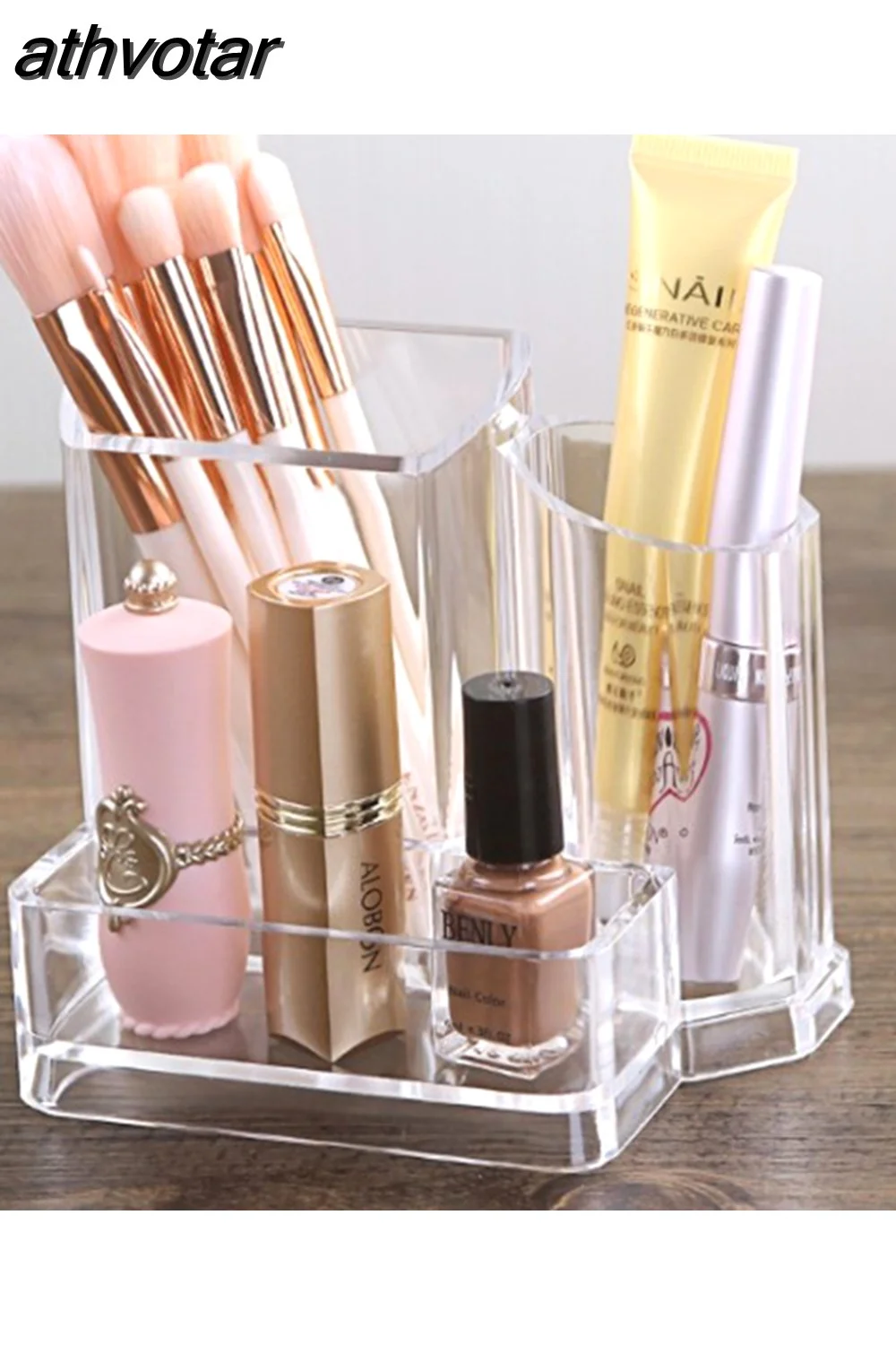 athvotar Makeup Storage Box Cotton Swab Cotton Pad Organizer Brush Plastic Box Lipstick Display Stand Bathroom Accessories