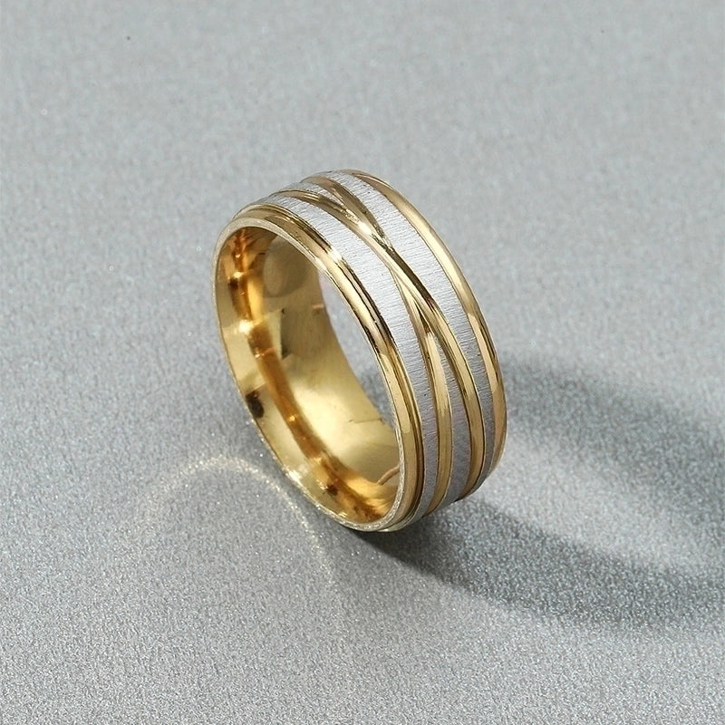 Minimalist Geometric Stainless Steel Titanium Steel 14K Gold Plated Plating Rings