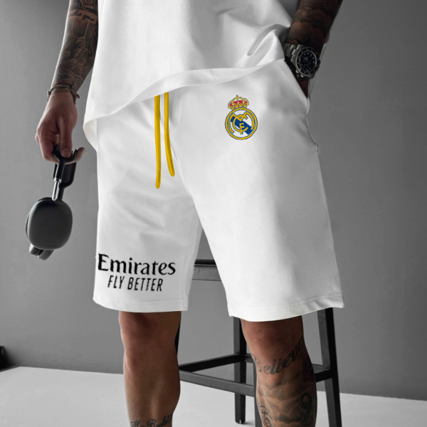 Men's White Loose Casual Football Style Printed Shorts / TECHWEAR CLUB / Techwear