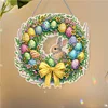 (US Only)Easter Wreath Theme 2D Flat DIY Rabbit Diamond Art Pendant Door Home Decoration