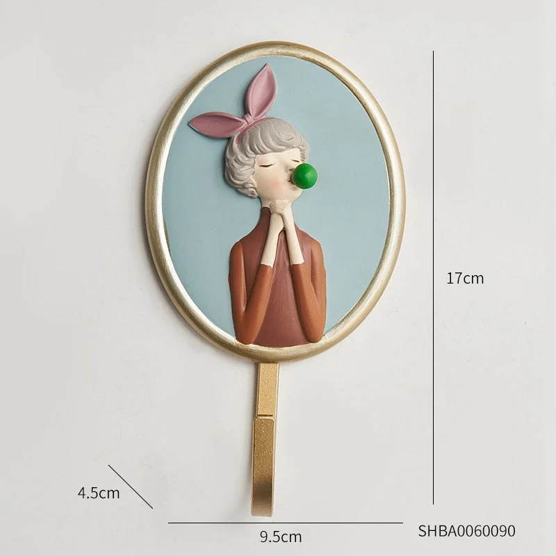 Cute Girl Hook Resin Figure 3d Wall Decoration Room Decoration Accessories Teen Girls Decorative Hooks Cute Home Decoration Gift