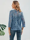 Elegant Floral Lace Cardigan - 3/4 Sleeve, Sheer, Open Front Design - Versatile for Casual or Evening Wear, Women's Fashion Top