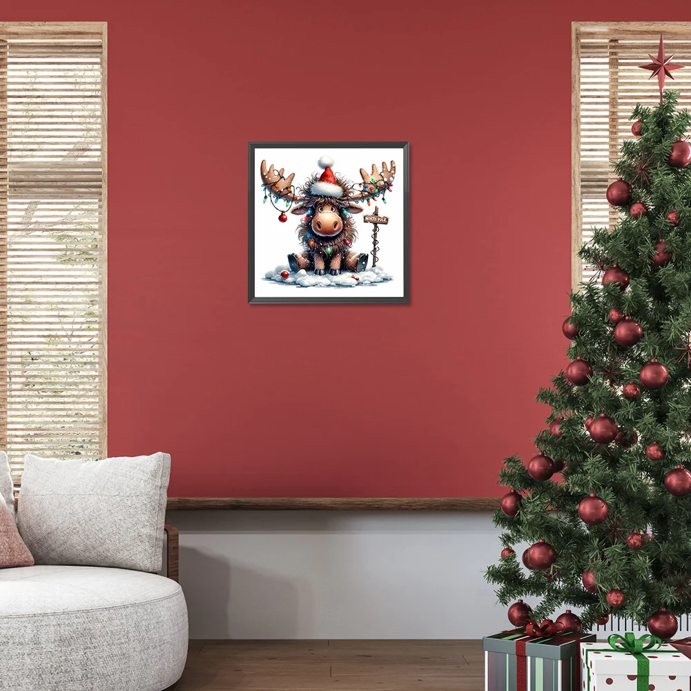 Diamond Painting - Full Round Drill - Christmas Elk(Canvas|30*30cm)