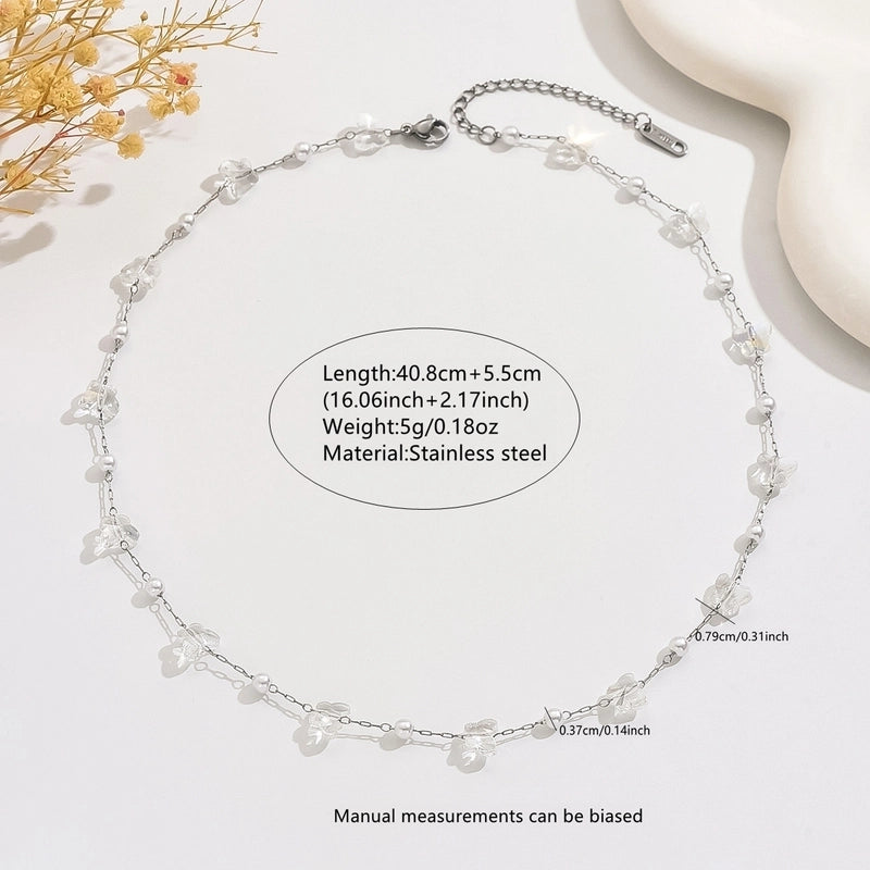 Elegant Butterfly 304 Stainless Steel Necklace Cable Chain