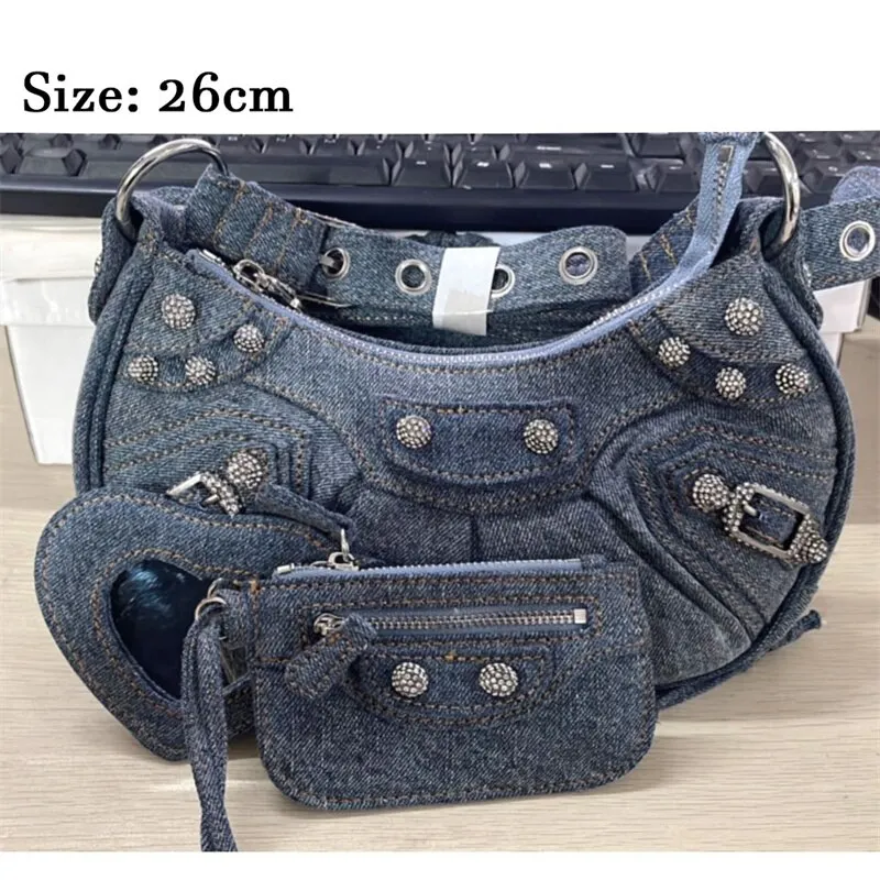 Bag New 2023 Black Gothic White Fashion Black Pink Rivets Crossbody Shoulder Bags Purse Women Underarm Bags  Motorcycle Bag