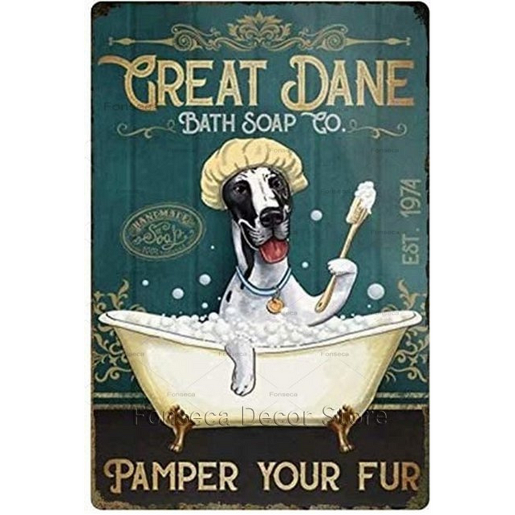 Great Dane Bath Soap Co. - Vintage Tin Signs/Wooden Signs - 7.9x11.8in & 11.8x15.7in