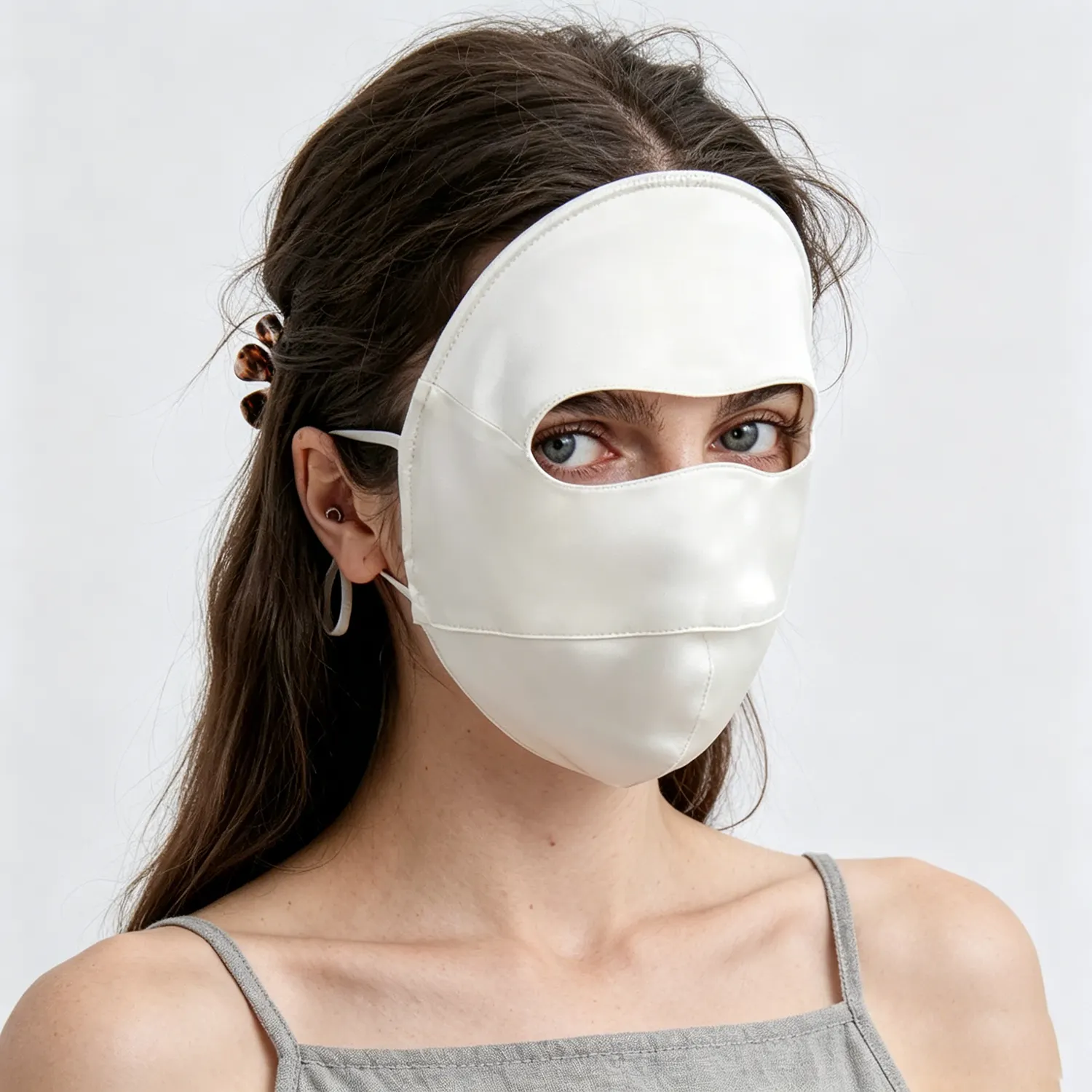 100% Silk Face Mask Lightweight 5D Structured Breathable Sun Shade for Women REAL SILK LIFE