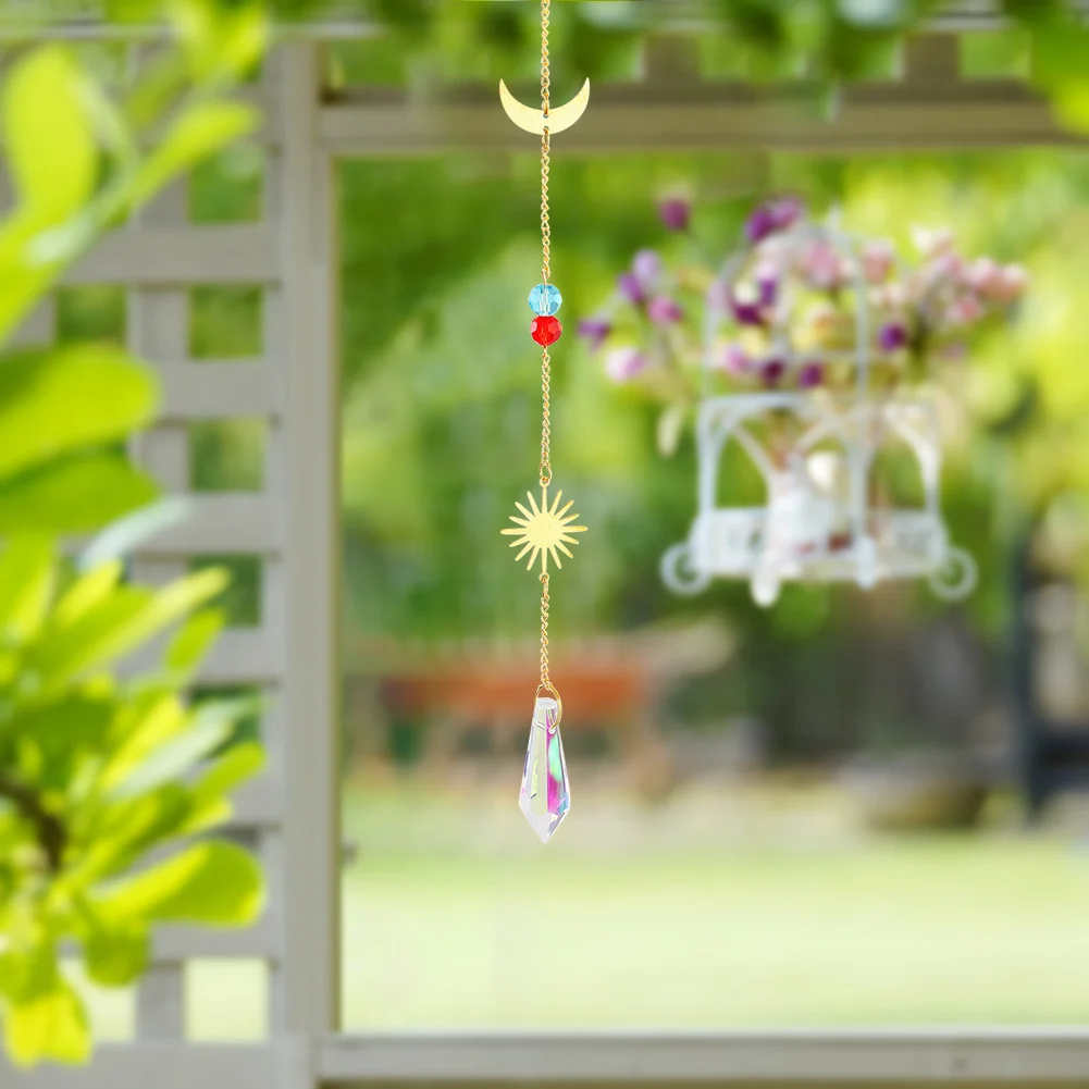 1/4pcs Hanging Bead Moon Sun Light Catcher Crystal Outdoor Wall Wind Chimes