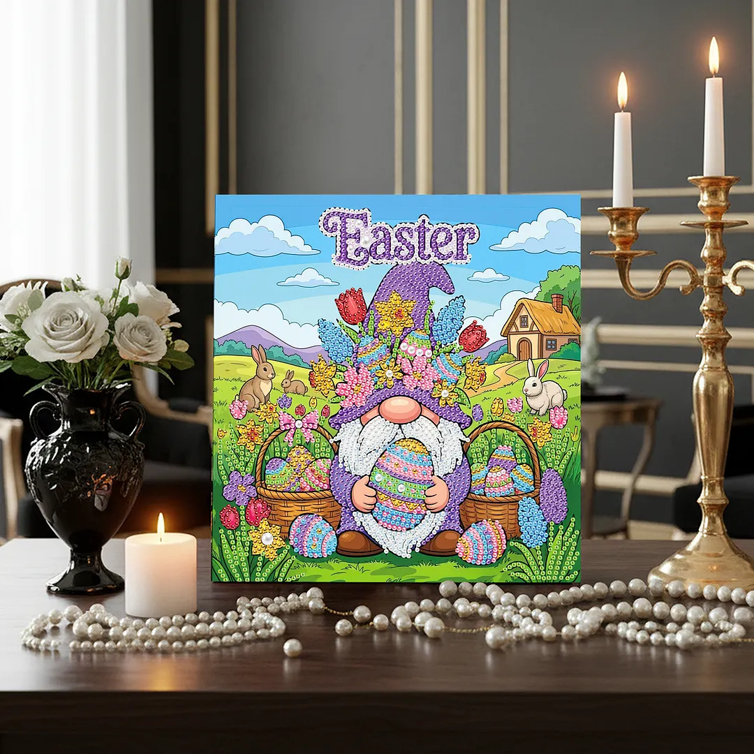 Easter Goblin DIY Pearl Painting Art Kits with Frame 25x25cm Pearl Gem Paintings Picture Arts Craft for Adults Beginners Home Wall Decor