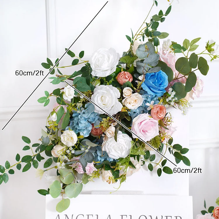 A8795 Wedding Background Arch Blue Pink Rose Green Leaf flower row