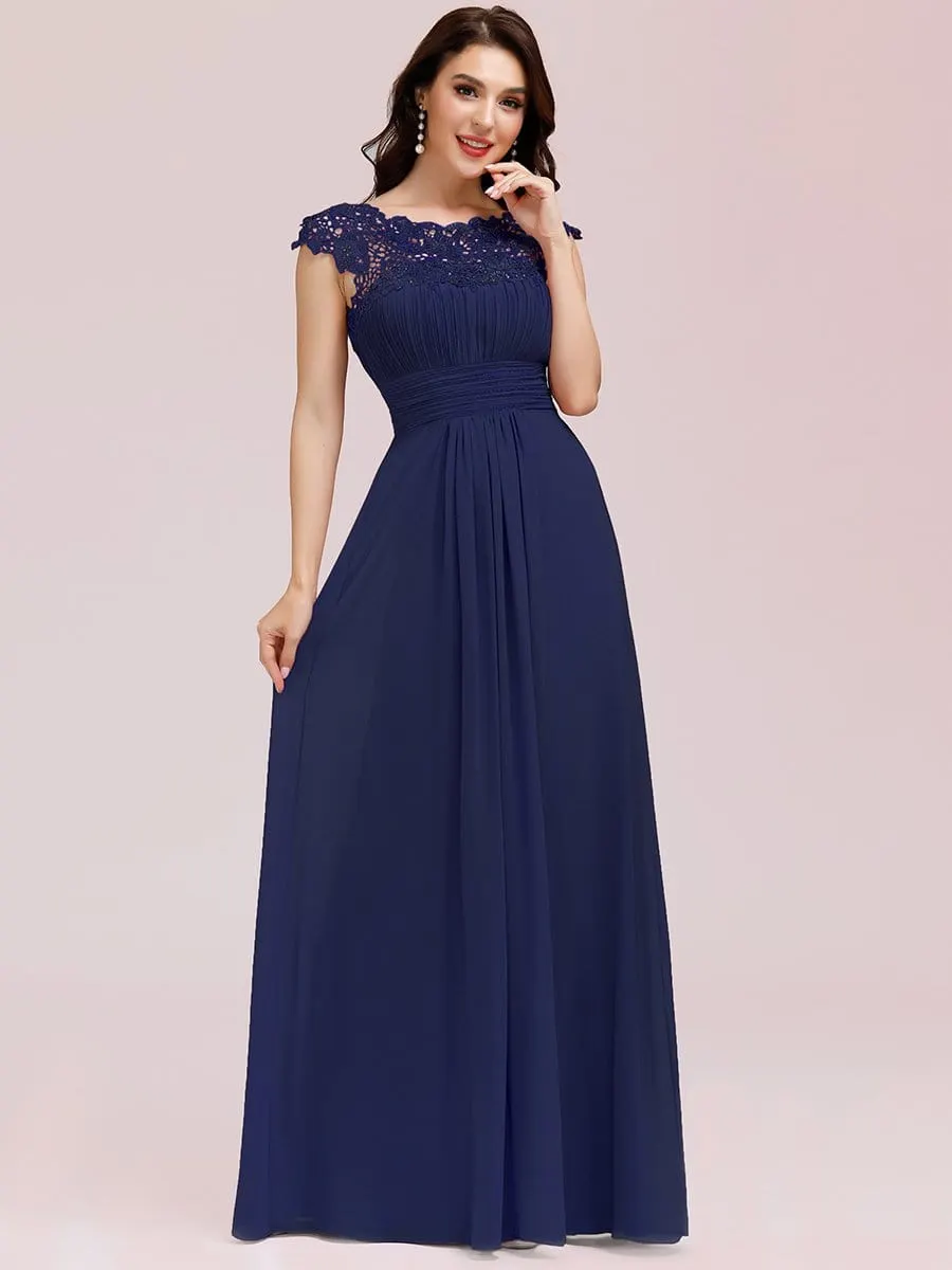 Sophisticated Lace Detail Evening Gown