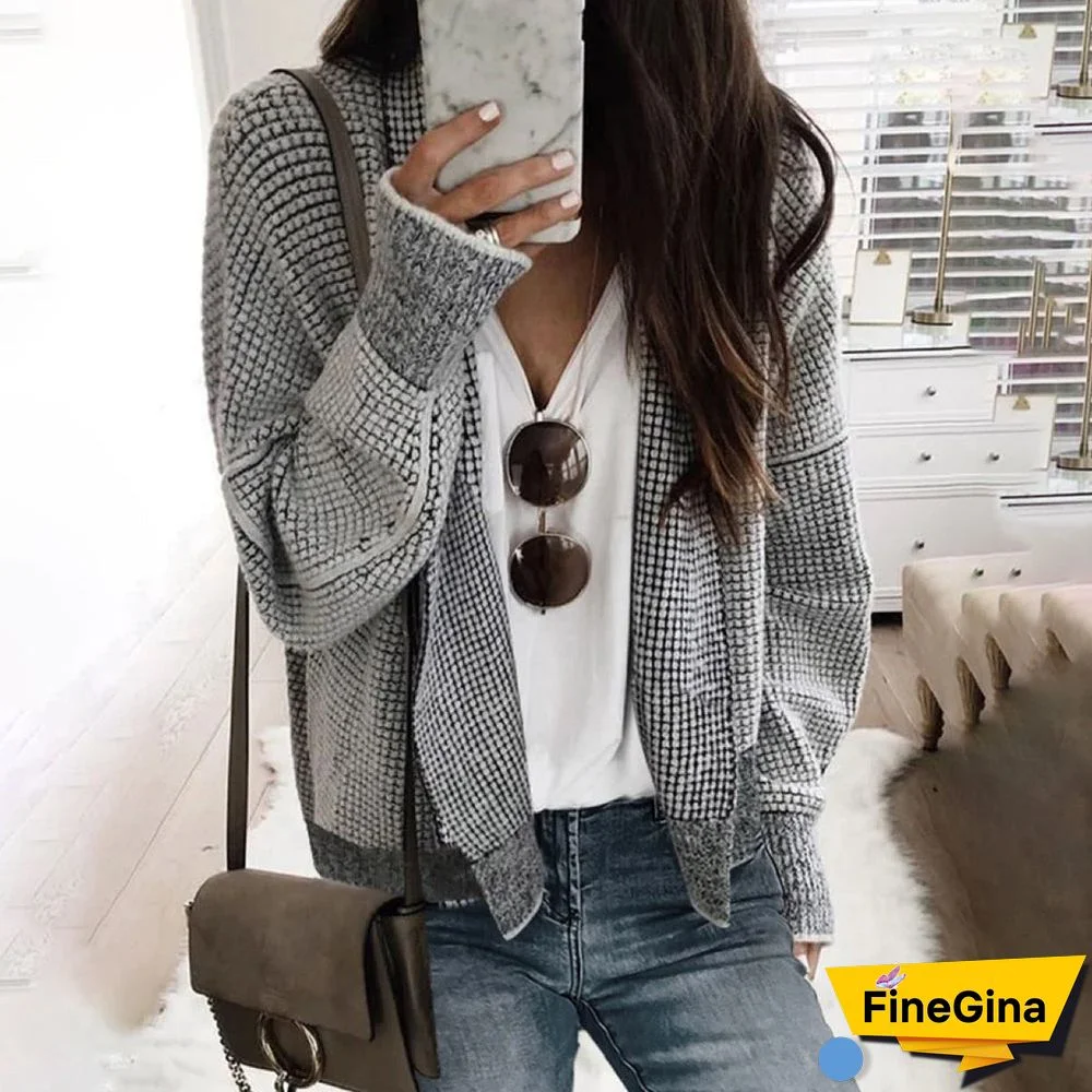 Grey Plain Long Sleeve Cardigan
