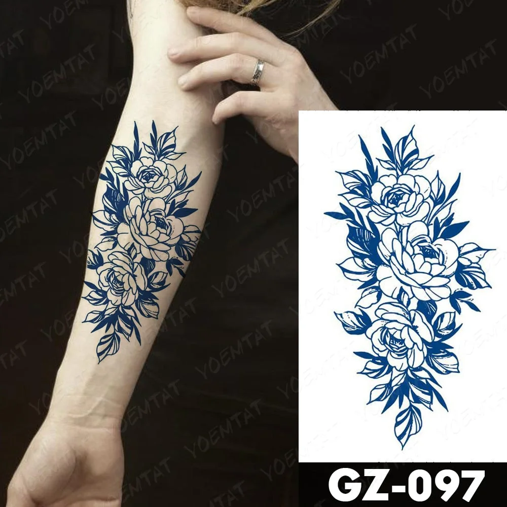 Juice Lasting Waterproof Temporary Tattoo Stickers Lotus Totem Flower Mandala Flash Tattoos Ink Fatima Hand Body Art Fake Tatto