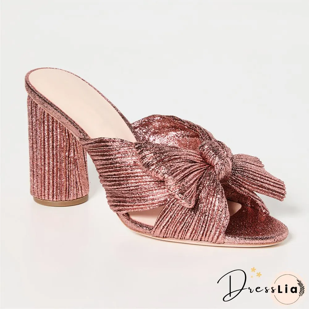Brand New Summer Woman Mules Shoes Sandals Super High Heel 8 cm With Butterfly-knot Sweet Lady Office Shoes Plus Size 50