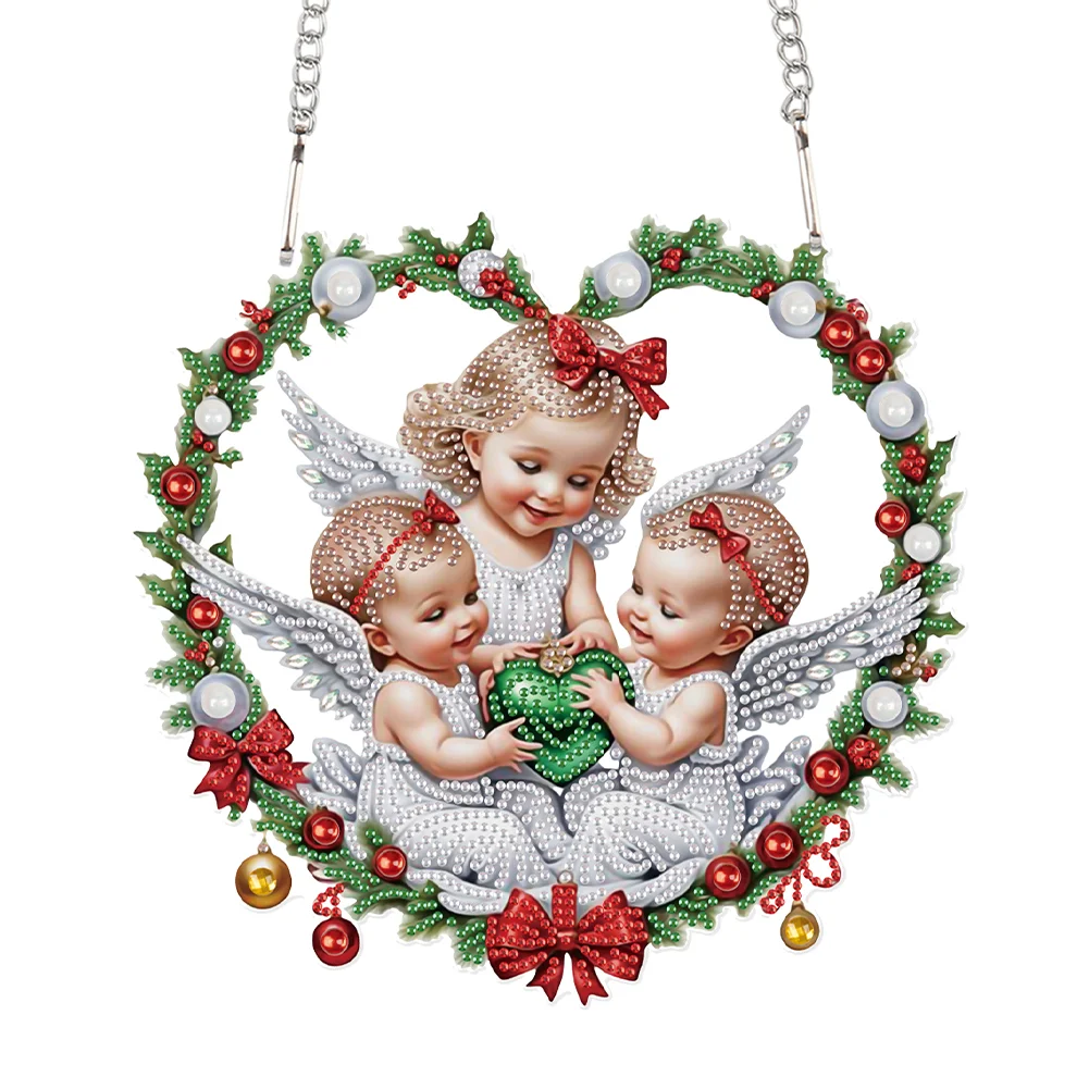 DIY Christmas Angel Acrylic Special Shape Diamond Art Pendant Kit