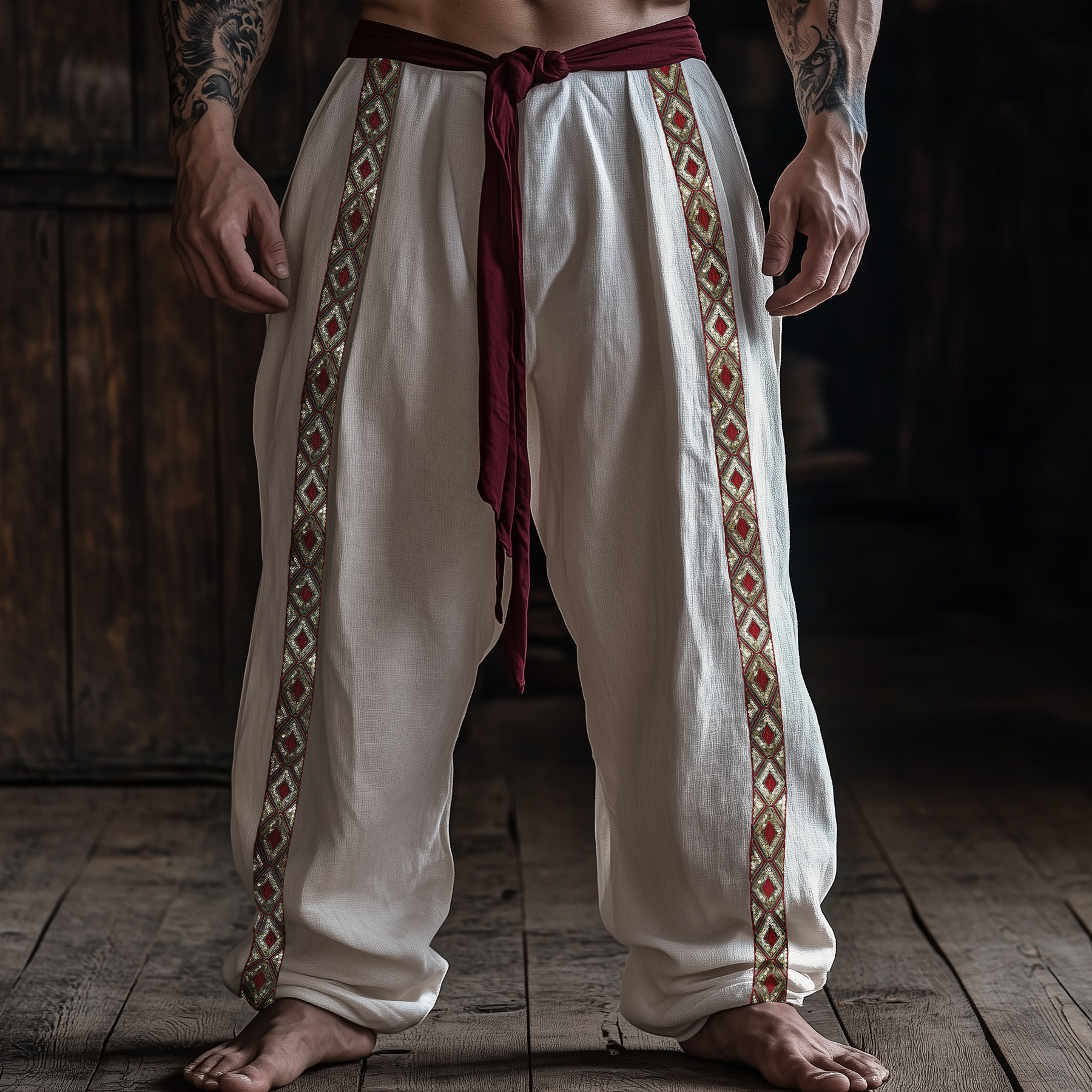Men's Casual Cotton And Linen Wide-leg Pants