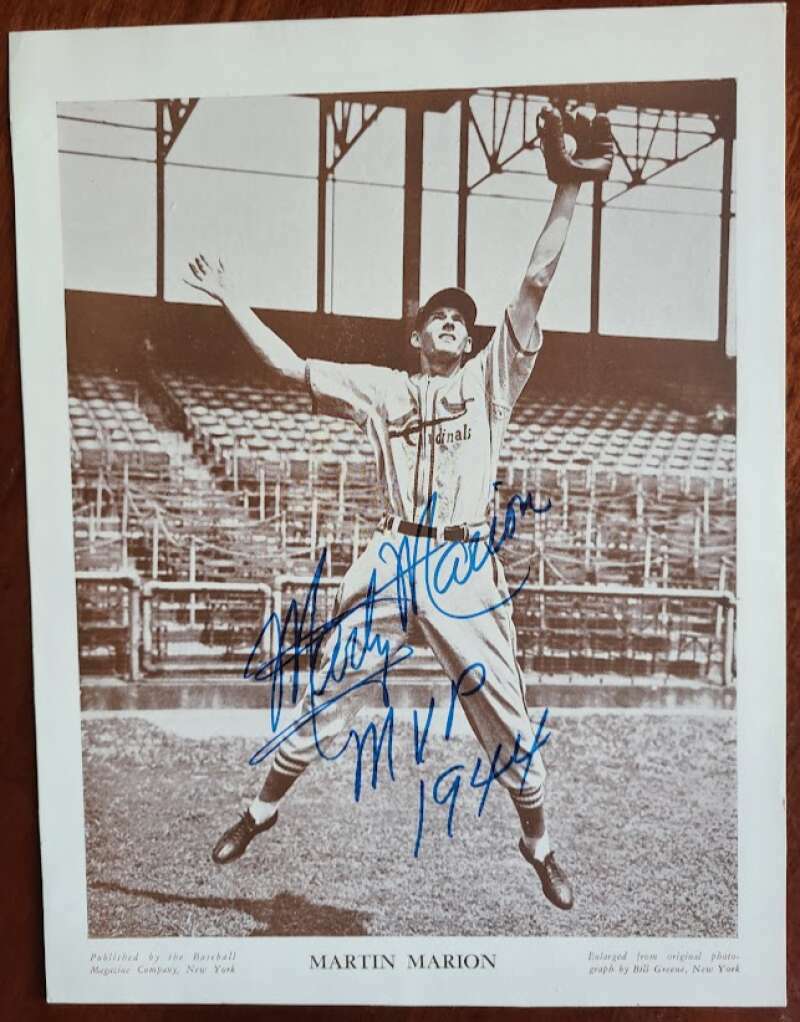 Marty Marion JSA Signed 9x12 Photo Poster painting M114 Baseball Magazine Premium Autograph