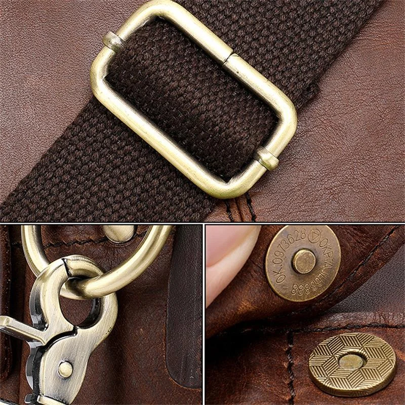 High Quality Retro Men's Shoulder Bag Large Capacity Leather Handbag