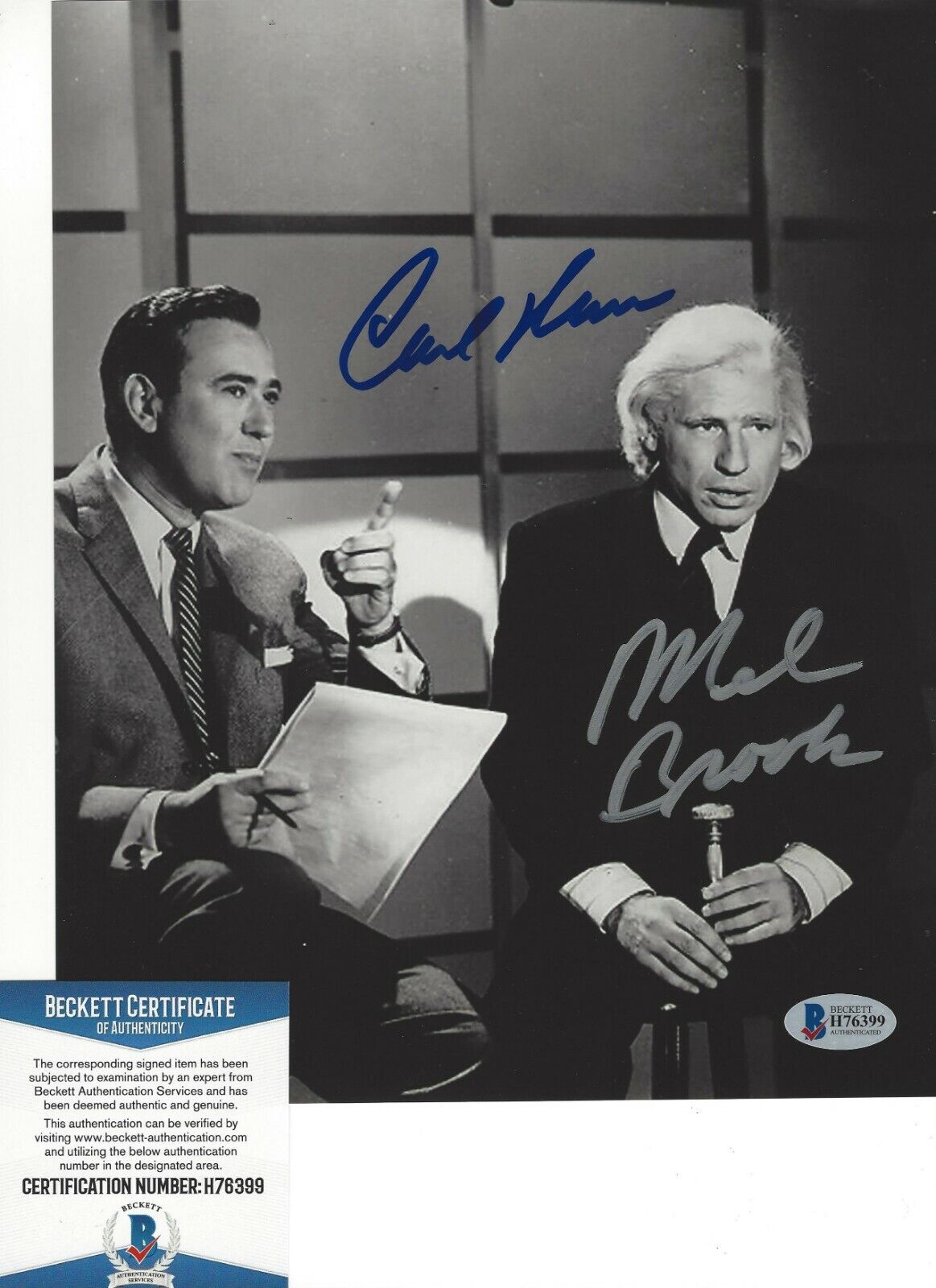 MEL BROOKS & CARL REINER SIGNED 8x10 Photo Poster painting BECKETT COA COMEDY LEGENDS DUO