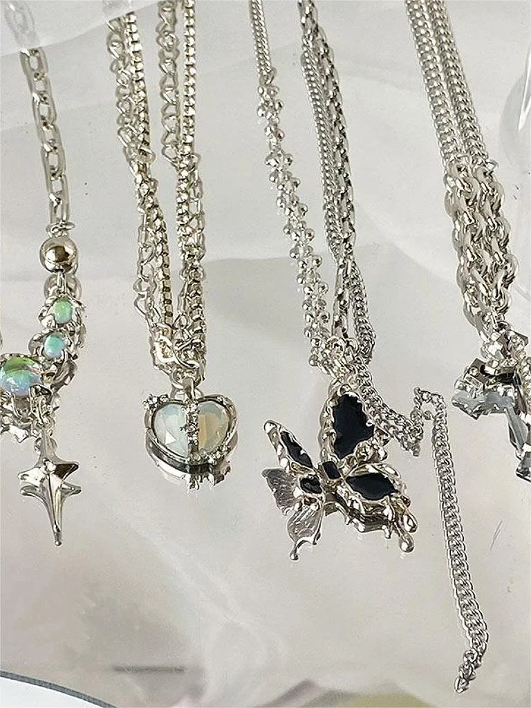 Brownm Star Cross Butterfly Heart Vintage Set Pendant