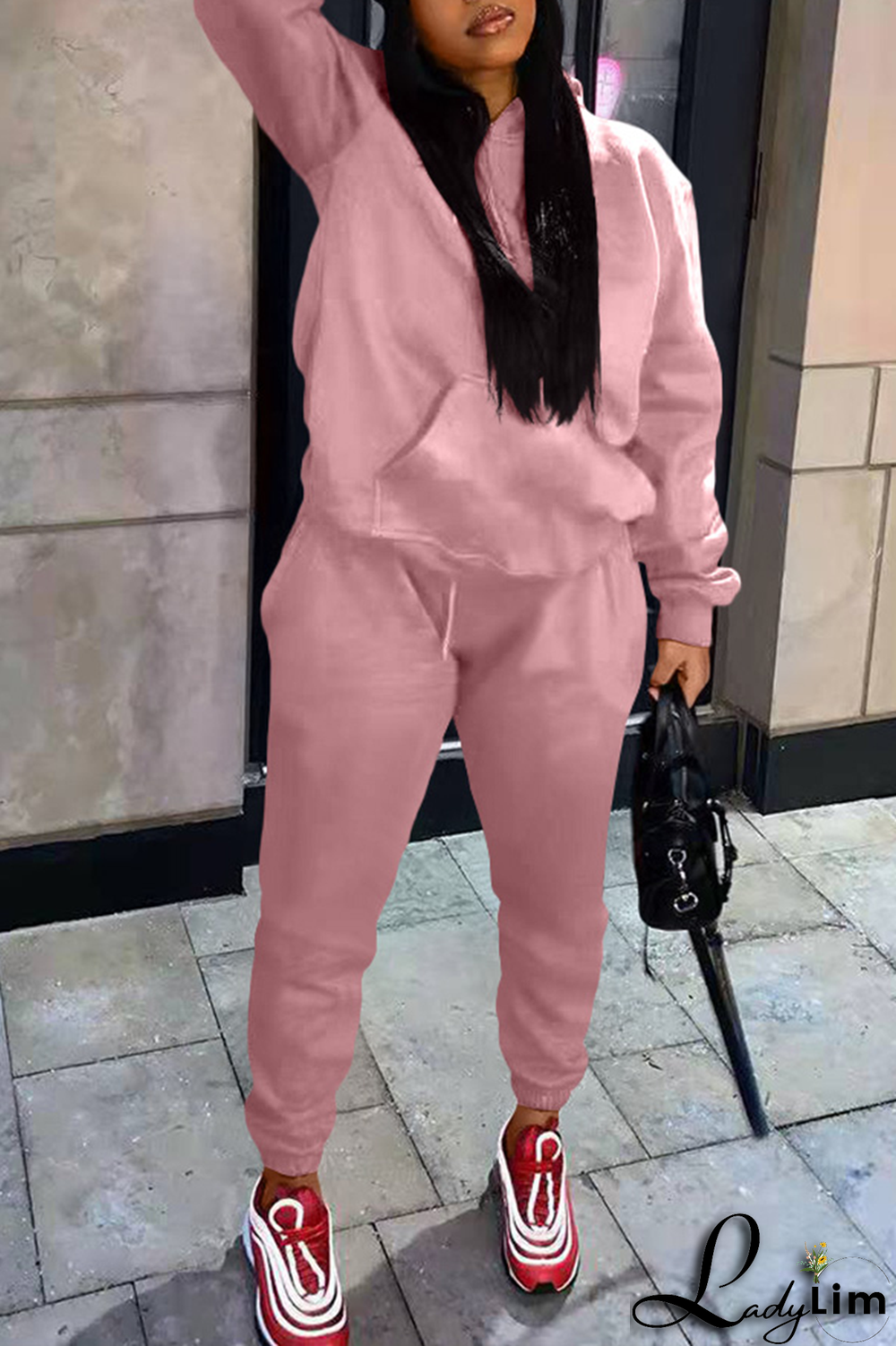 Blue Casual Solid Split Joint Hooded Collar Long Sleeve Two Pieces