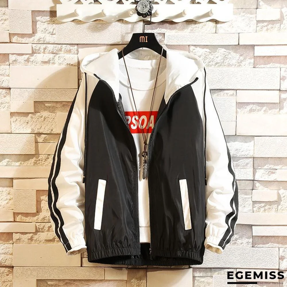 Men Casual Bomber Windbreaker Jacket Hooded Thin Zipper Coat Slim Outwear Hip Hop Jacket Men | EGEMISS