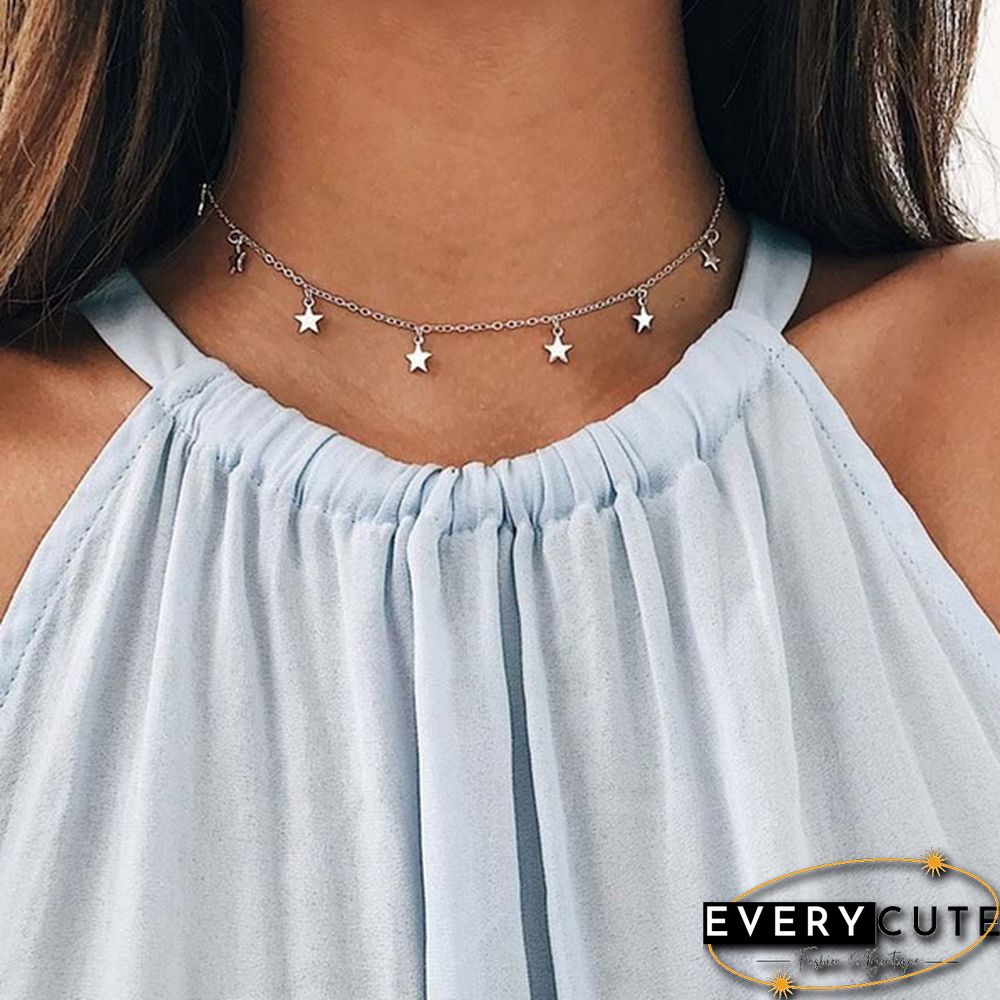 New Simple Women Chocker Gold Chain Star Choker Necklace Jewelry Gifts