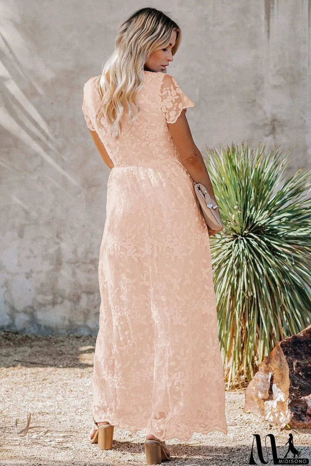 MidiSono - V Neck Lace Maxi Dress