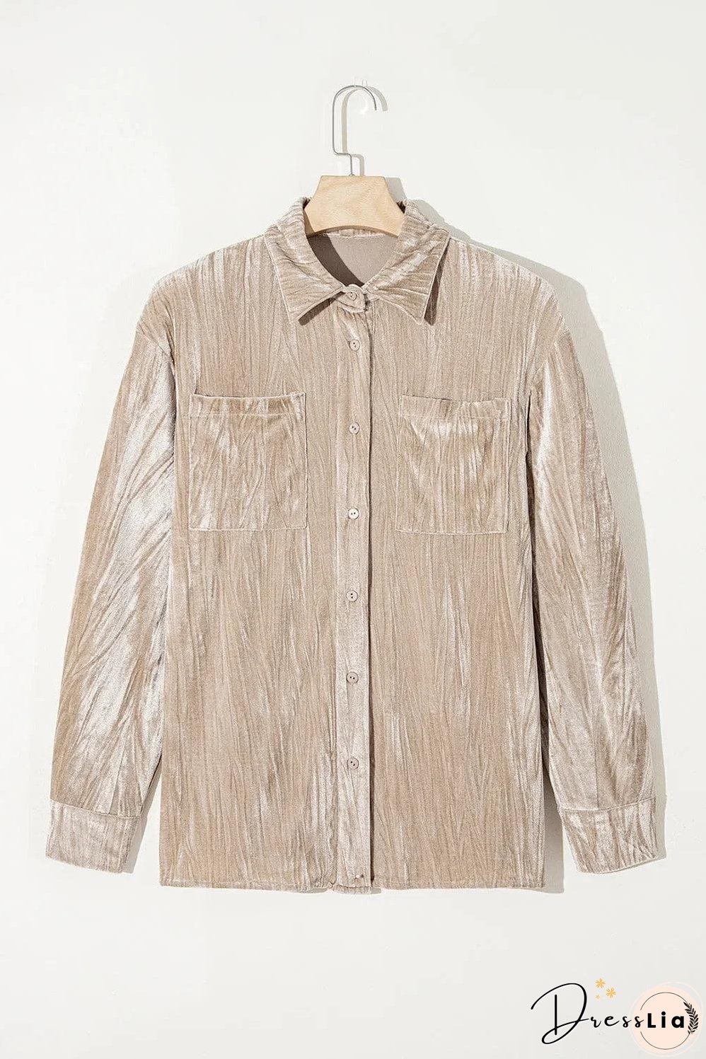 Golden Fleece Loose Fit Chest Pockets Buttoned Velvet Shirt