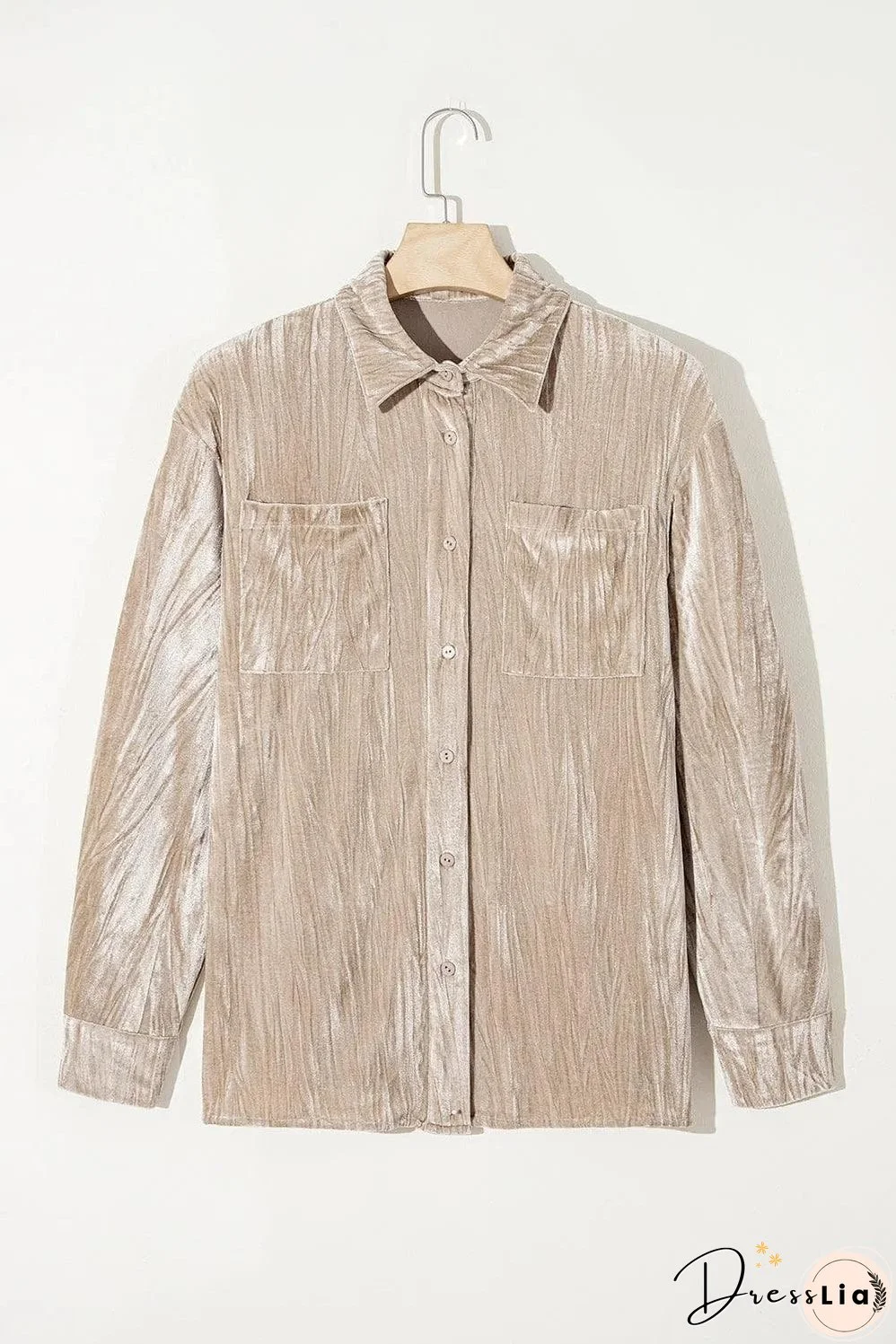 Golden Fleece Loose Fit Chest Pockets Buttoned Velvet Shirt