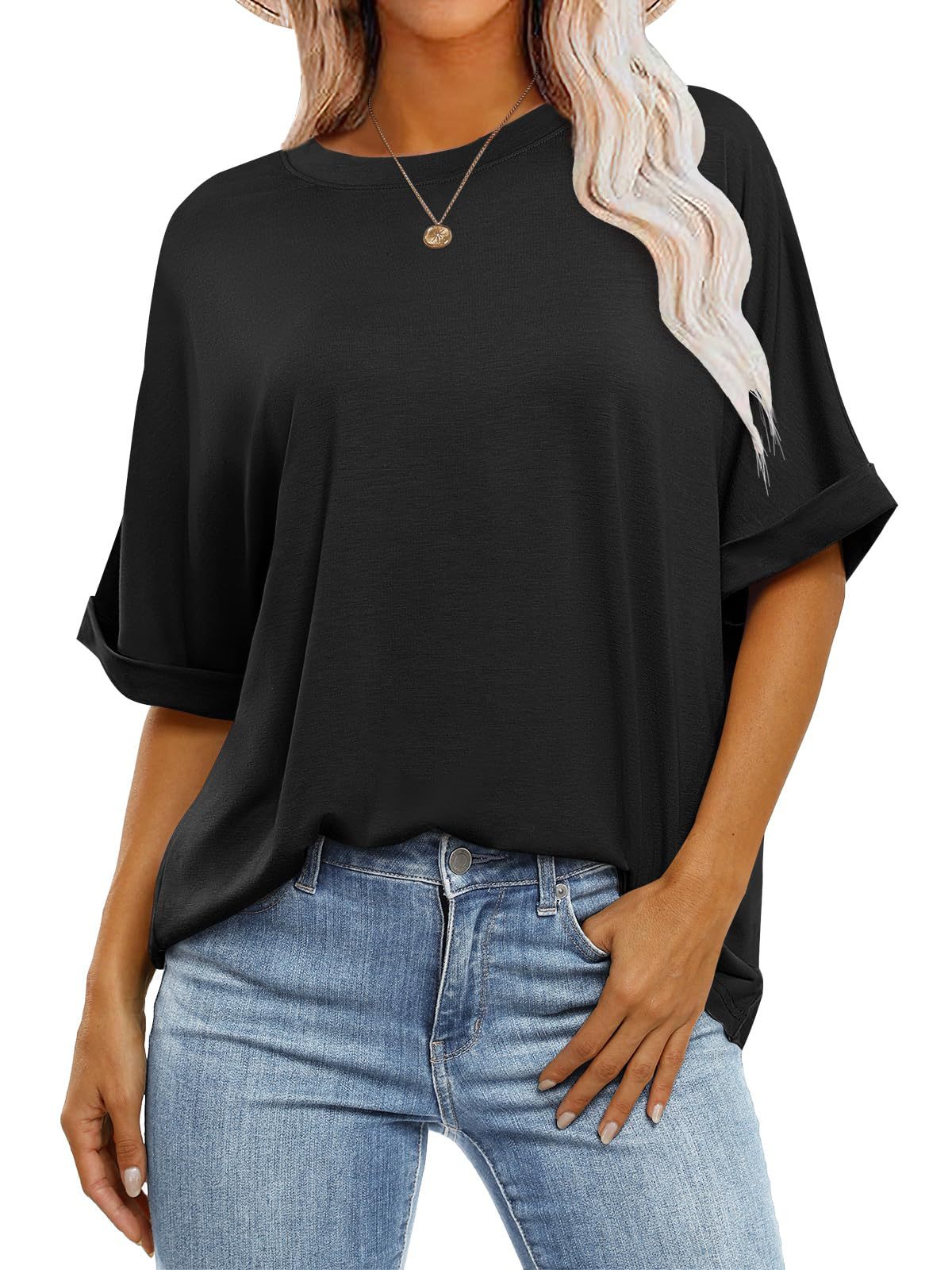 Mature Women's Pullover Top Loose Short Sleeve T Shirt