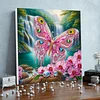 (Pre-Framed)Pink Butterfly-Special Shape Diamond Painting Kit(25x25cm)
