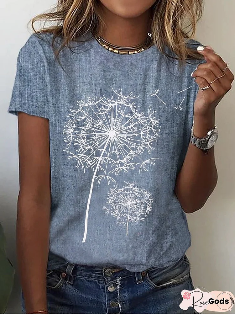 Dandelion Casual Crew Neck T-Shirt