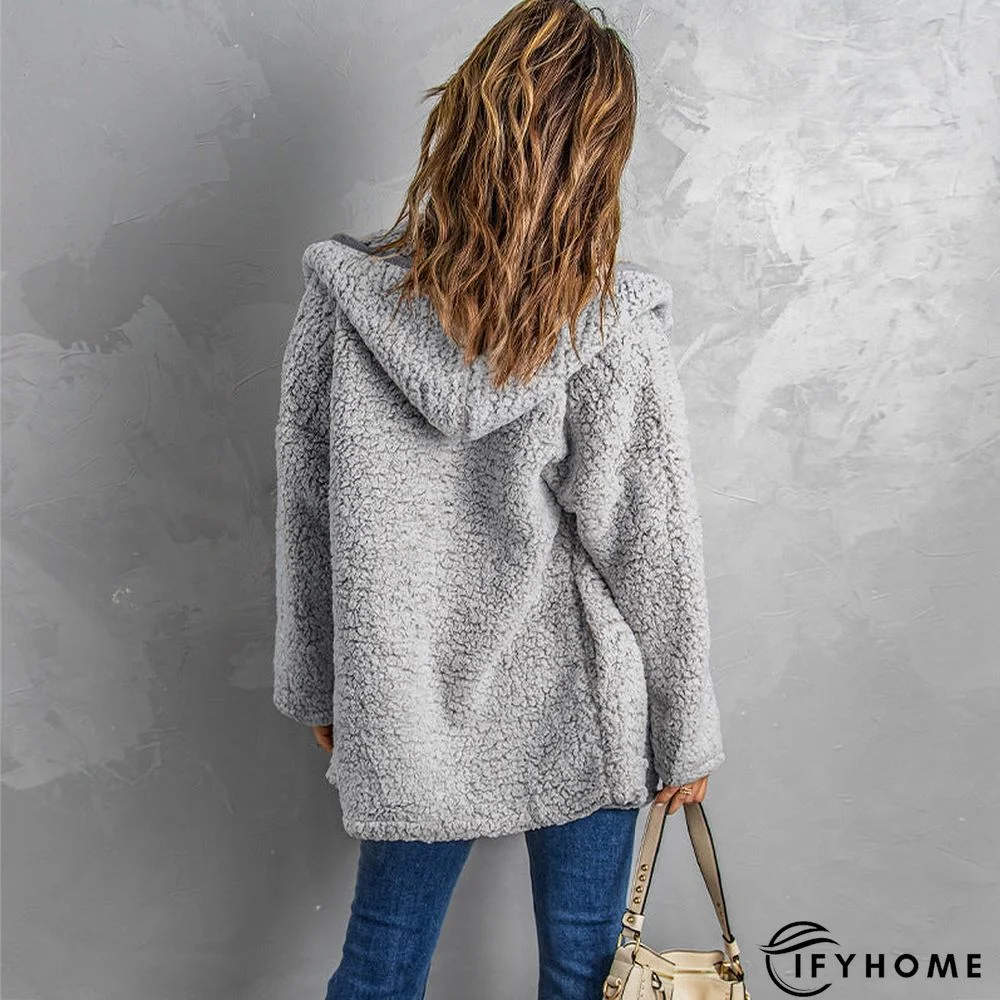 Fleece Thickened Hooded Jacket Women's Mid-length Loose Casual Jacket | IFYHOME