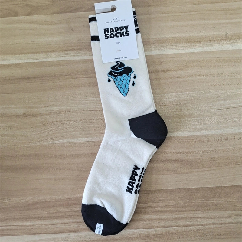 Women’s Vacation Minimalist Polka Dots Cotton Crew Socks A Pair