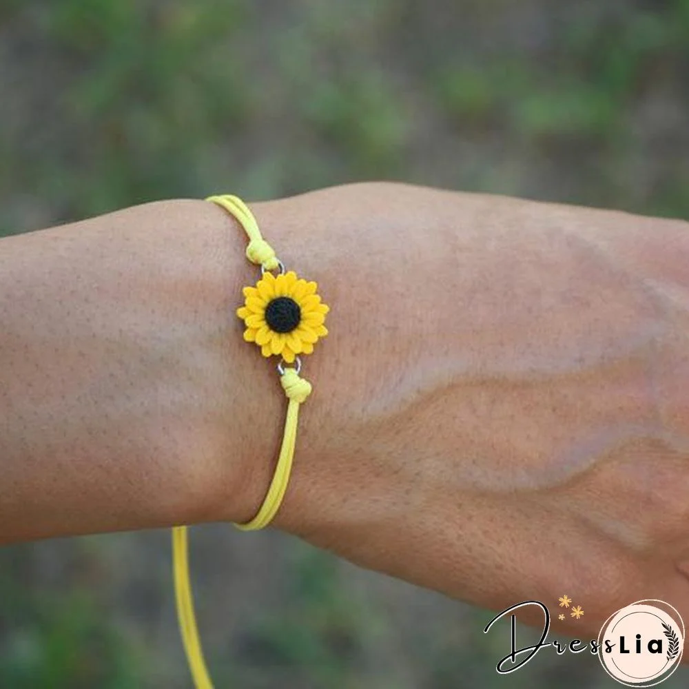 Sunflower Bracelet. Friendship Bracelet. Sunflower Ankle Bracelet. Sunflower Favors