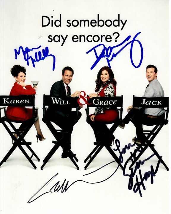 WILL & GRACE signed CAST Photo Poster painting DEBRA MESSING ERIC MCCORMACK SEAN HAYES & MEGAN