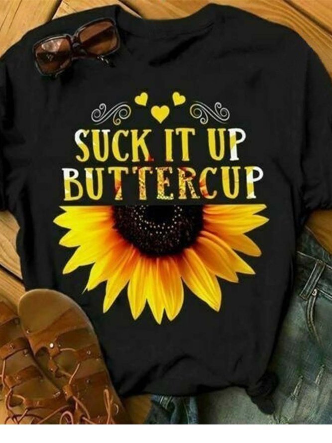 Cotton-Blend Printed Short Sleeve Shirts & Tops