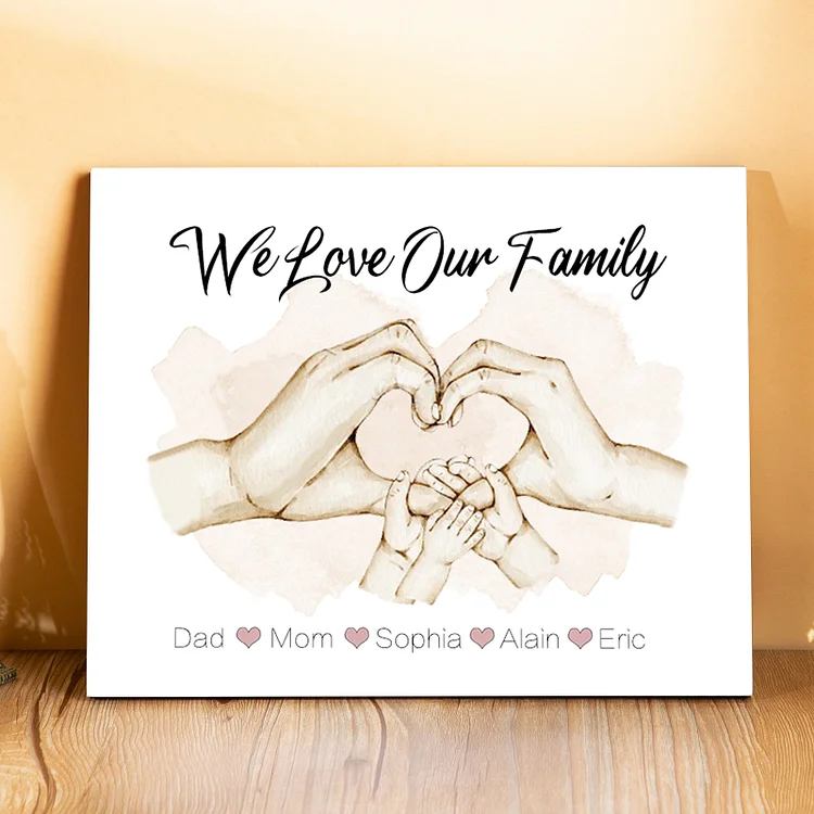 Personalized Heart Holding Hands Picture Board Custom 5 Names Family Keepsake Wood Signs Photo Frame