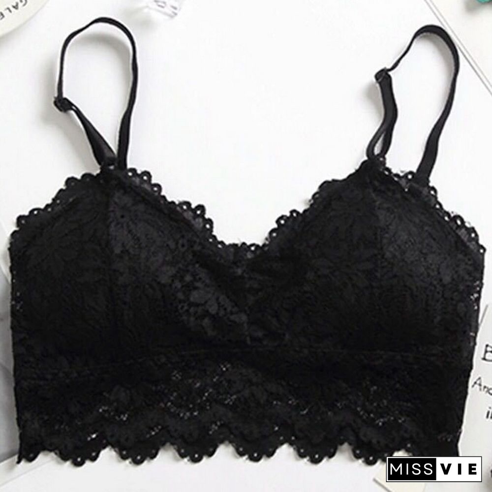 Sexy Lace Bralette Tube Tops Bandeau Summer Women Lace Bra Tanks Crop Tops Bandeau Girl Underwear Solid Color Camisole Hot Sale