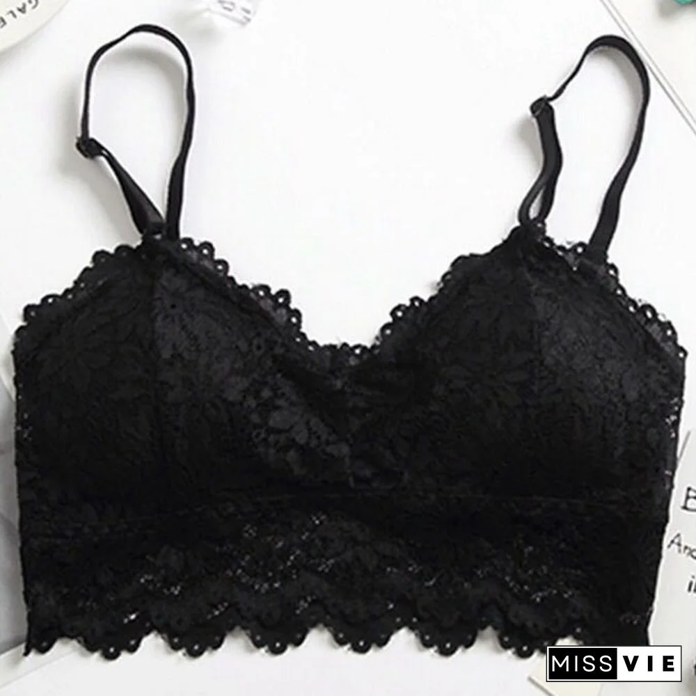 Sexy Lace Bralette Tube Tops Bandeau Summer Women Lace Bra Tanks Crop Tops Bandeau Girl Underwear Solid Color Camisole Hot Sale