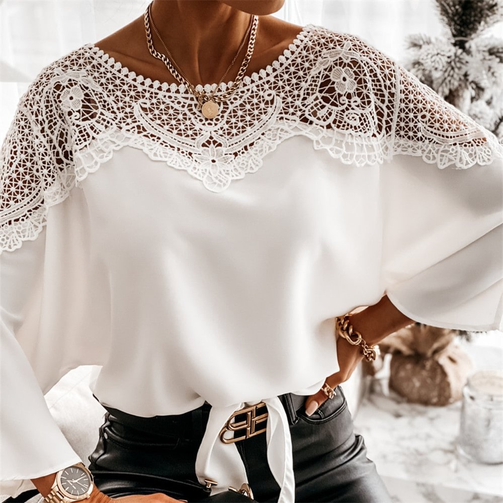 Loose Chiffon Batwing Shirt Long Sleeve Stitching For Blouse